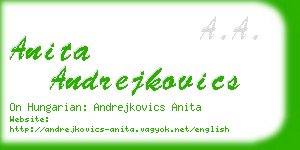 anita andrejkovics business card